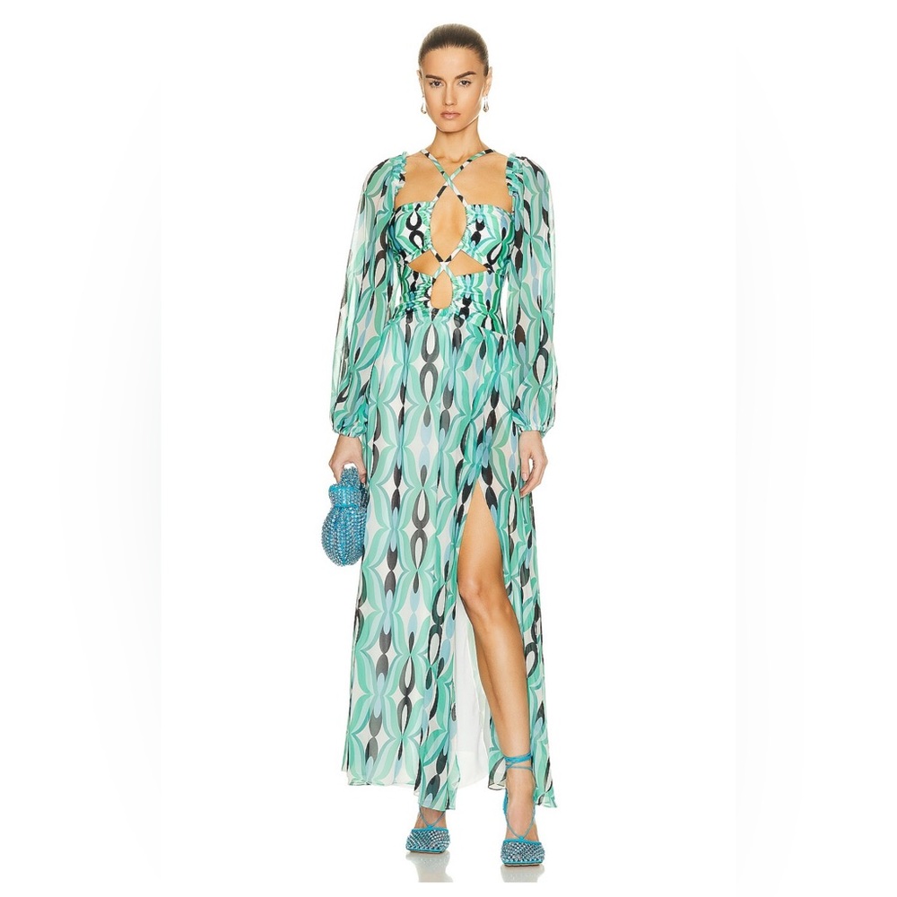 PATBO Long Sleeve Lace Up Maxi Dress